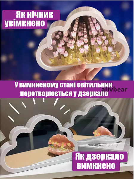Нічник-світильник "Нескінченні тюльпани" в хмарі, набір для творчості (Фіолетовий)