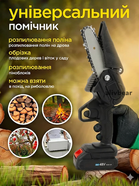 Акумуляторна міні-пила ланцюгова 6" з двома акумуляторами та кейсом