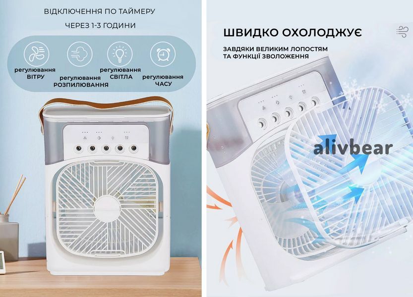 Кондиціонер настільний вентилятор із зволожувачем повітря 3 в1